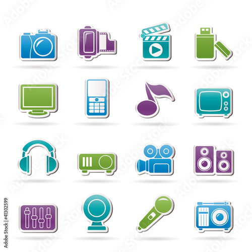 multimedia and technology icons - vector icon set