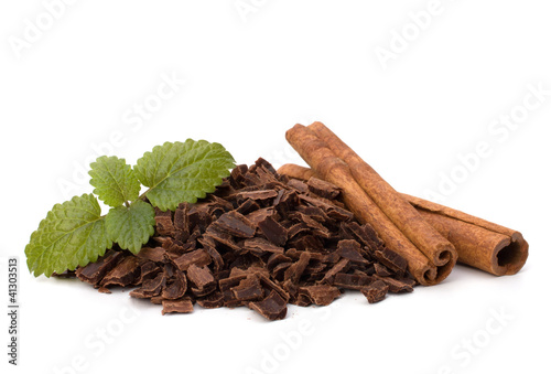 Wallpaper Mural Crushed chocolate shavings pile and cinnamon sticks Torontodigital.ca