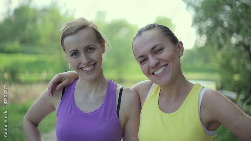 Portrait of two sporty girls outdoors Portrait of two sporty girls outdoors
