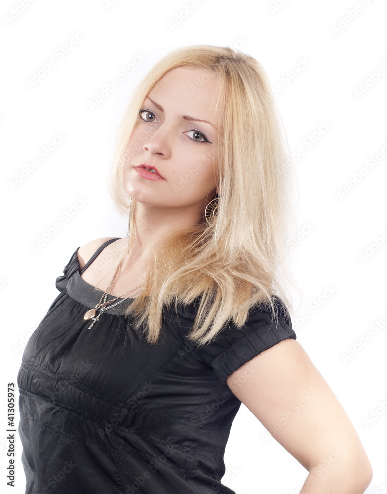 Beautiful young woman in black dress Beautiful young woman in black dress