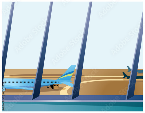 Airplane through window