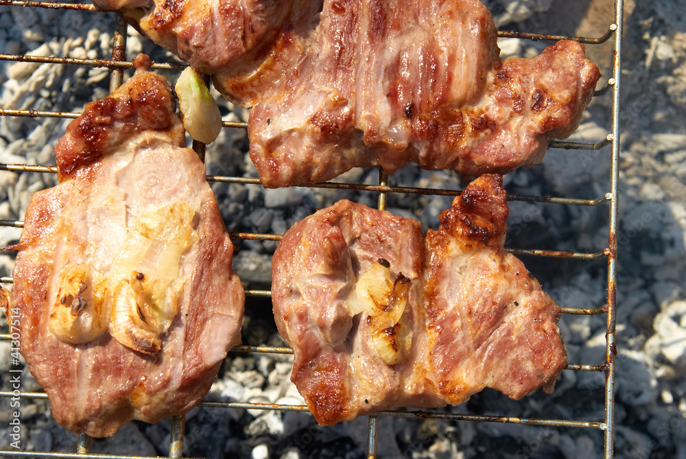 Roasted meat on the barbecue Roasted meat on the barbecue