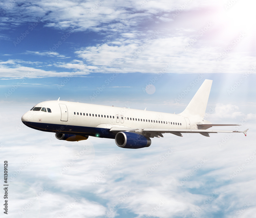 Big jet plane flying above clouds Big jet plane flying above clouds