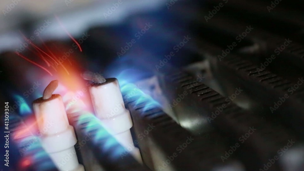 gas flames in a heating installation