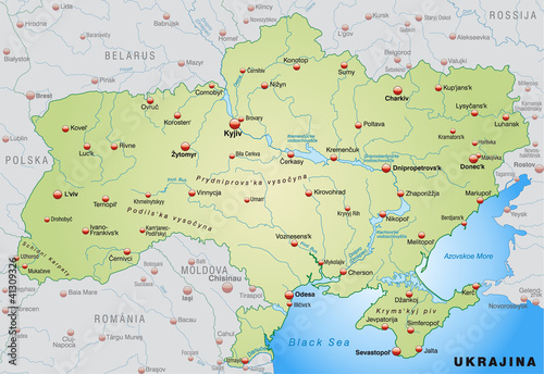 Landkarte der Ukraine mit Nachbarländern