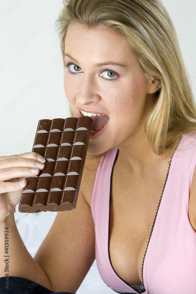 portrait of woman with chocolate portrait of woman with chocolate