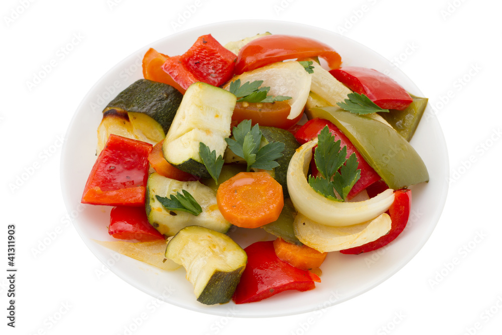 grilled vegetables on the plate grilled vegetables on the plate