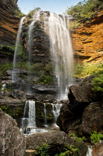 Wentworth Falls waterfall in the Blue Mountains around Sydney  New South Wales  Australia