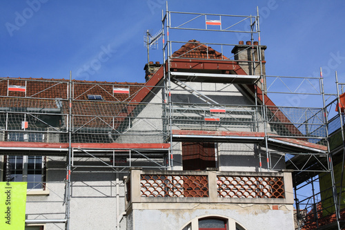 Chantier façade lotissement toiture maisons, hlm, ouvriers 2013