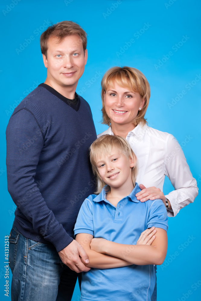 Happy family father, mother and son Happy family father, mother and son