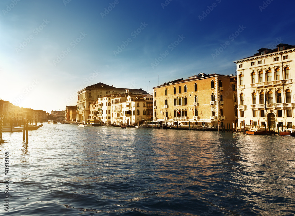 Grand Canal in Venice, Italy in sunset time