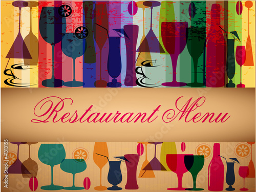 Retro colorful menu card design. EPS 10.
