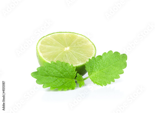 Fresh lime with mint leaf