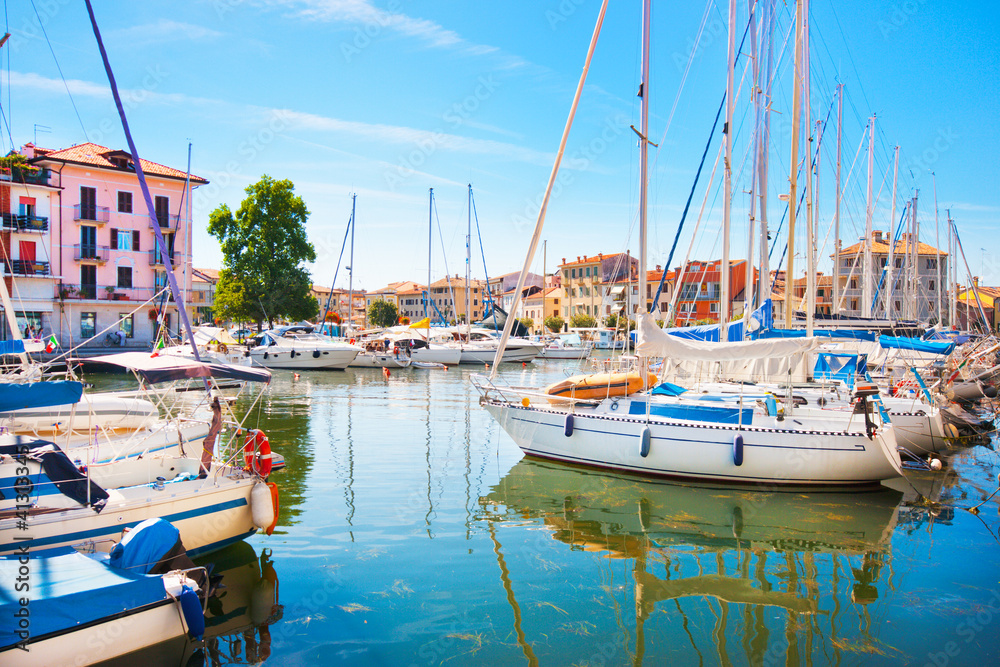 Beautiful scene of boats in Grado, Italy
