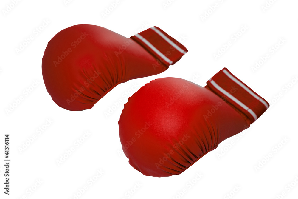 Pair of red kickboxing gloves
