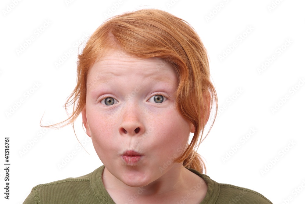 Mädchen mit weit aufgerissenen Augen Stock-Foto | Adobe Stock