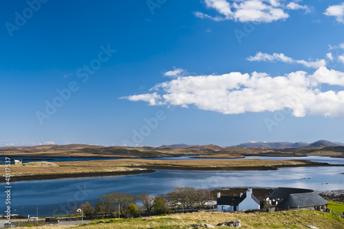 Fototapeta Naklejka Na Ścianę i Meble -  Landscape, Callanish standing stones visitor centre and Loch Cea