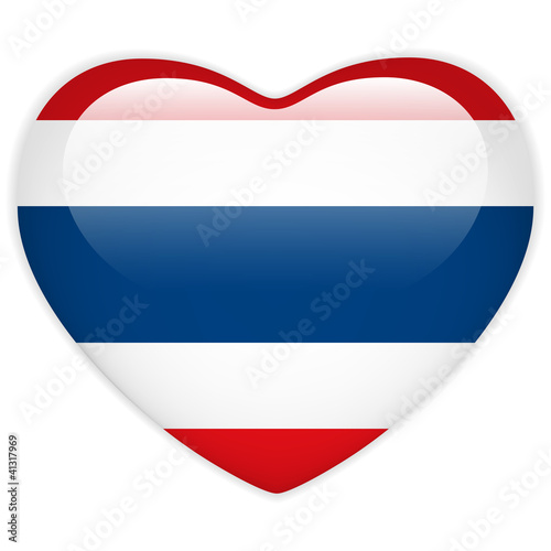 Thailand Flag Heart Glossy Button