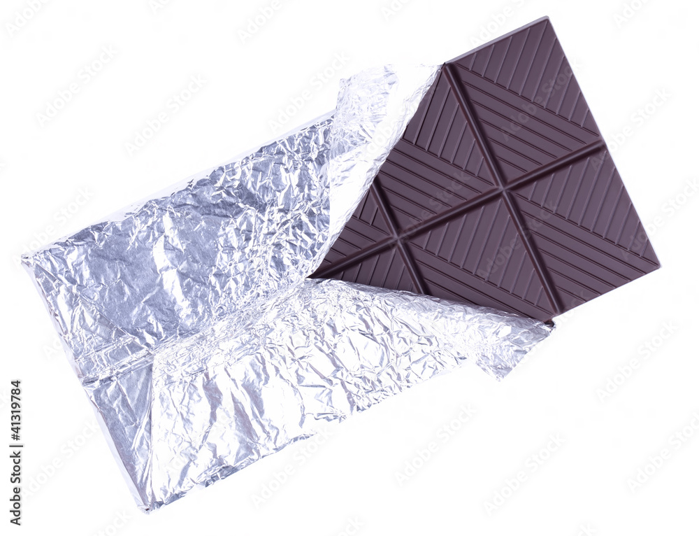 Naklejka premium Dark chocolate bar in foil