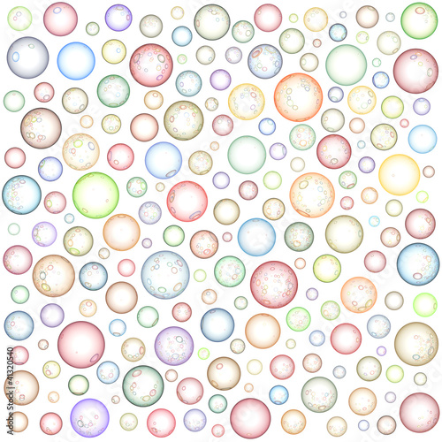 glossy abstract sphere bubble pattern in multiple color on white