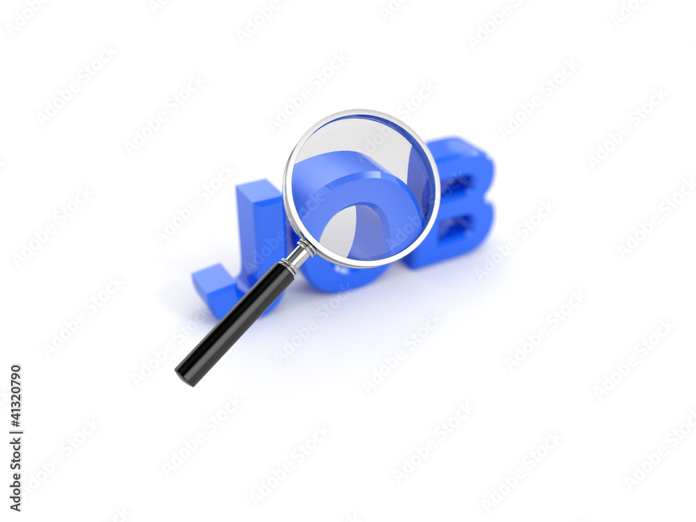 Job concept with magnifying glass Job concept with magnifying glass