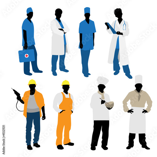 Mens professions silhouettes