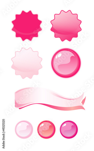 Set of Pink labels, isolated on White background