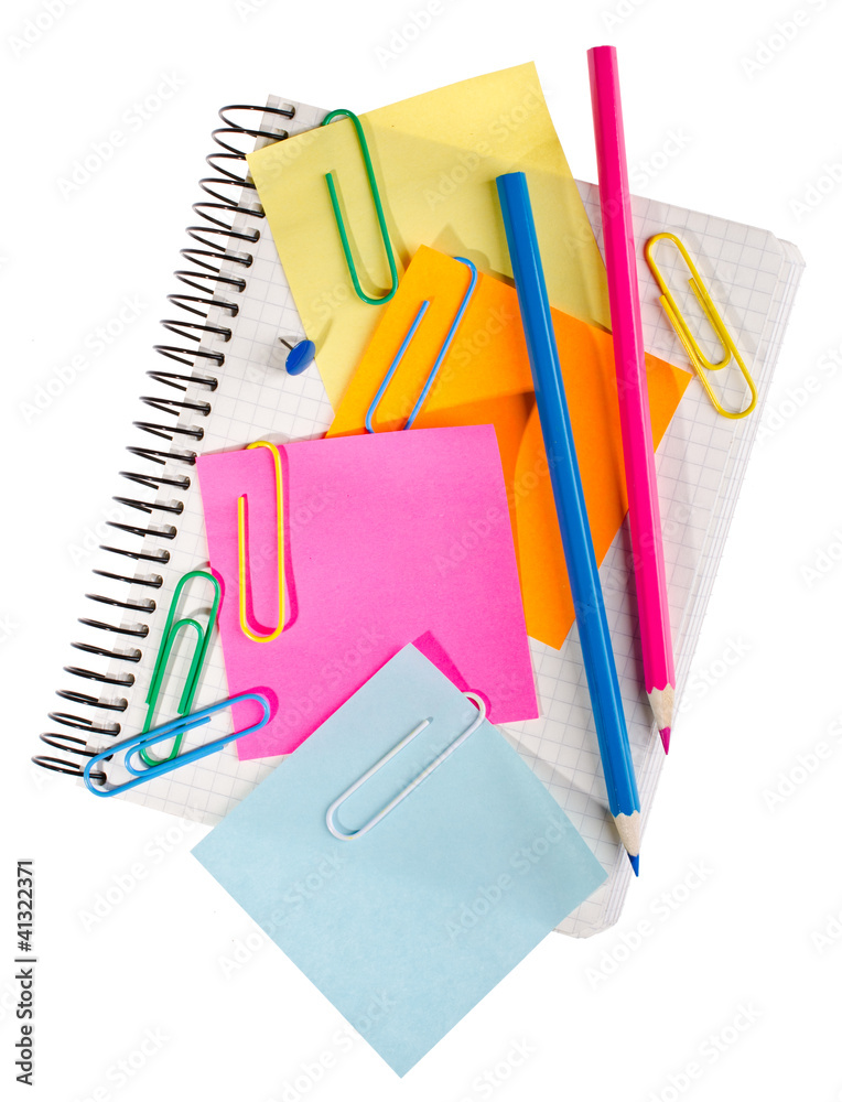 Notepad with pencils isolated on white background Notepad with pencils isolated on white background