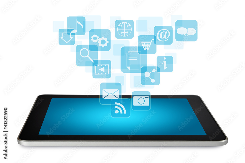 Tablet PC with application icons