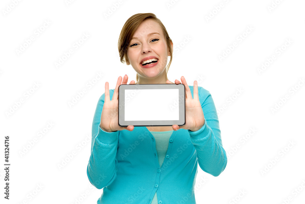 Young woman holding digital tablet