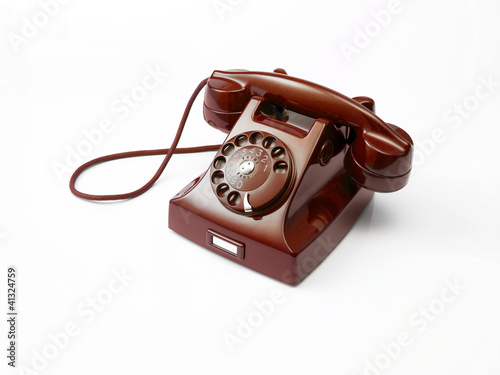 red Retro Rotary Dial Phone - vecchio telefono a rotella photo