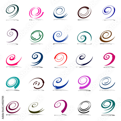 Design elements set. Spiral movement.