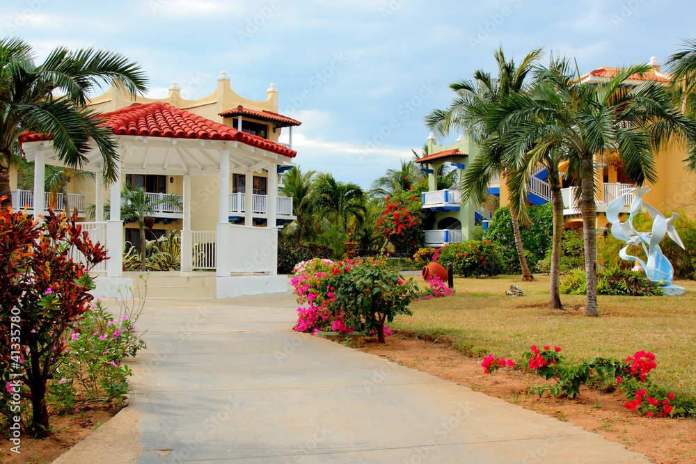 Obraz premium tropical resort gazebo and gardens