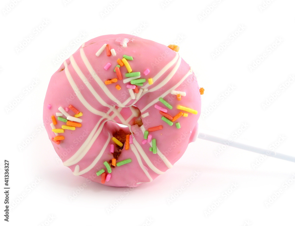 strawberry donut on a white background strawberry donut on a white background