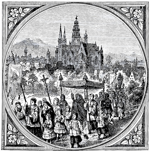 Shows the Corpus Christi procession