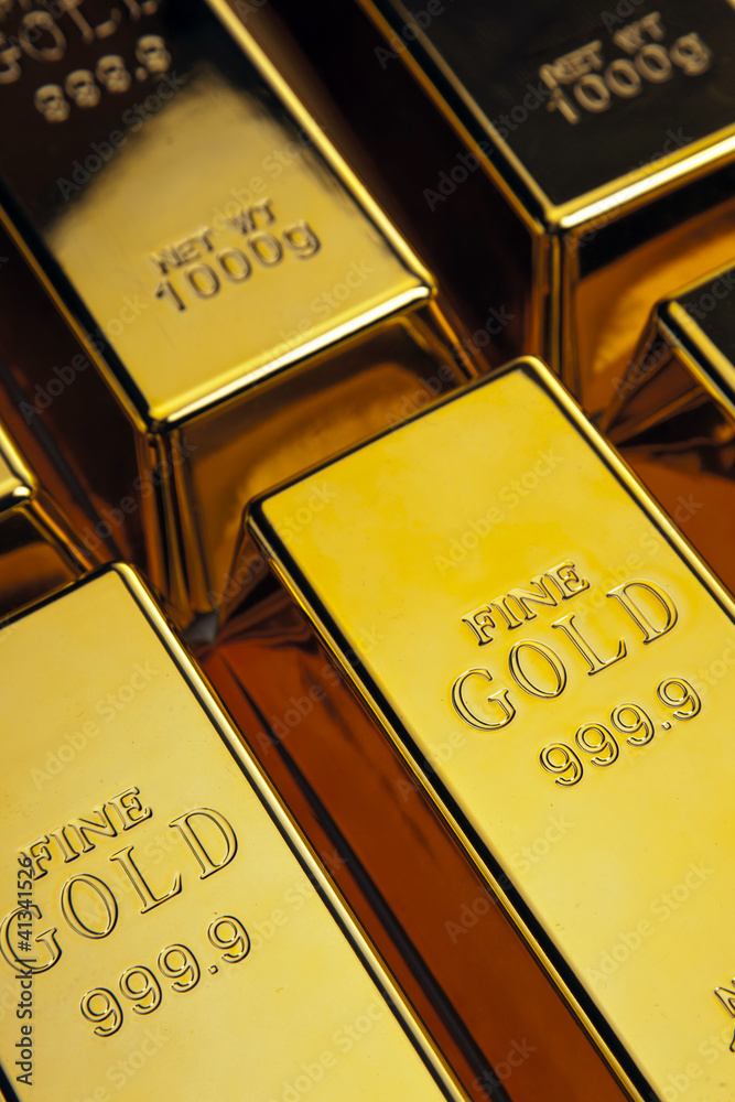 Gold bars photo, studio shots, closeup