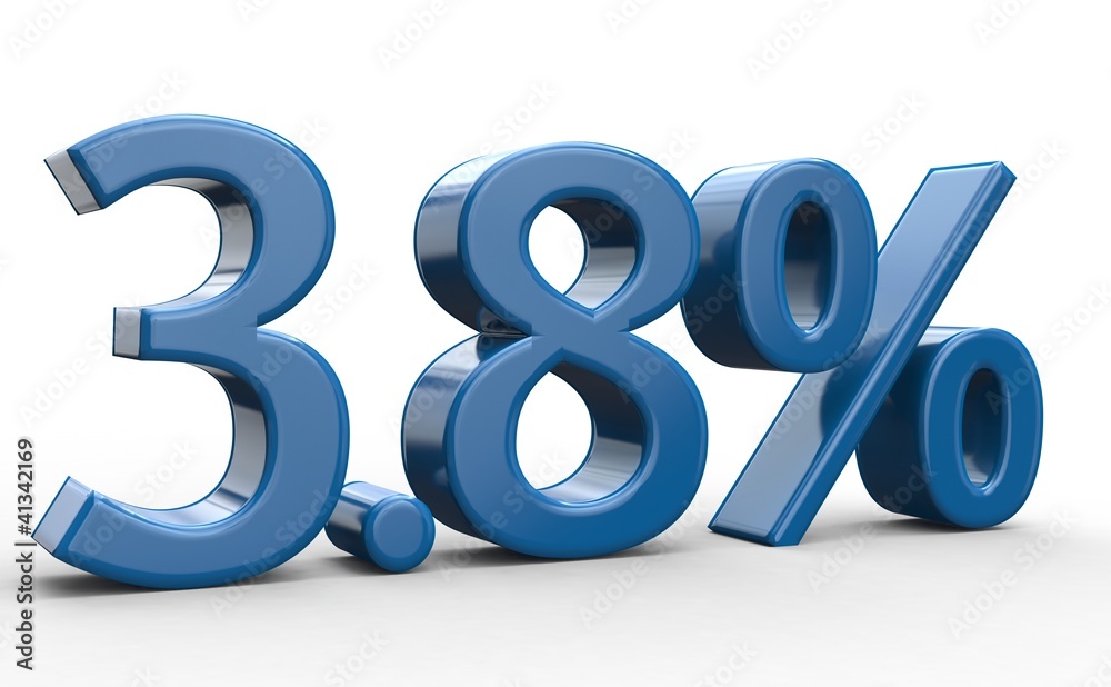 3.8 % 3d Schrift blau 3.8 % 3d Schrift blau