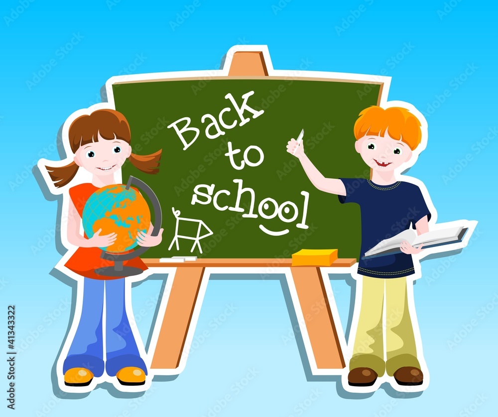 children with blackbord - back to school concept children with blackbord - back to school concept