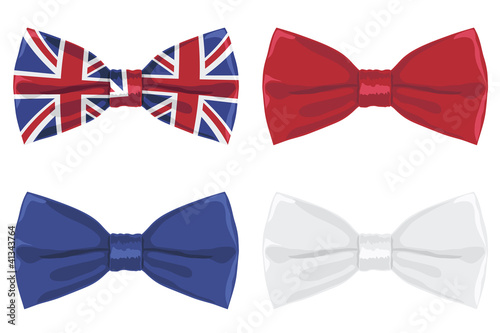 Bow ties vector clipart red white blue and union jack designs isolated on white