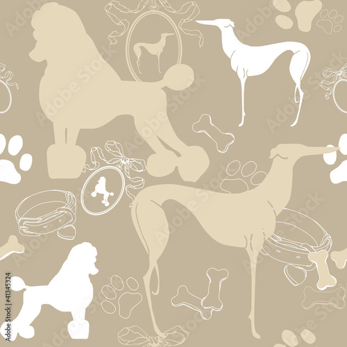 Seamless light background with dogs
