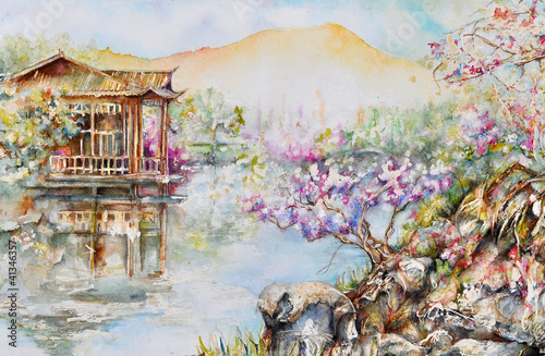 watercolor of hangzhou, china (west lake)
