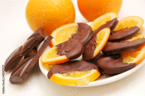 delicious slices of orange coated chocolate