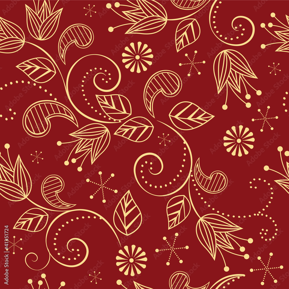 seamless pattern with flowers on a red background