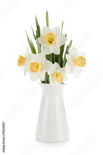 Fototapeta Naklejka Na Ścianę i Meble -  Bouquet of white daffodils in flowerpot