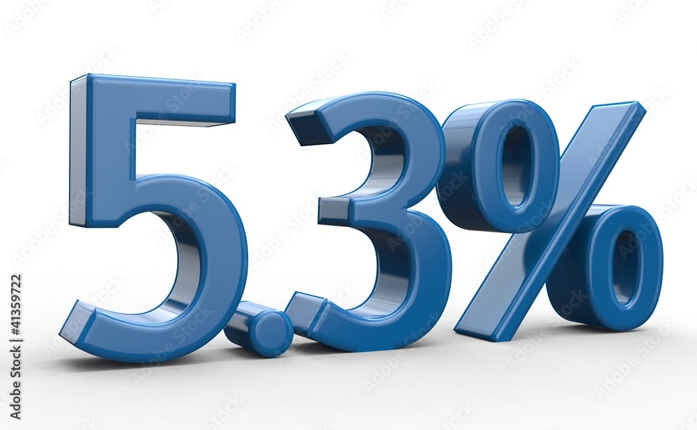 5.3 % 3d Schrift blau 5.3 % 3d Schrift blau