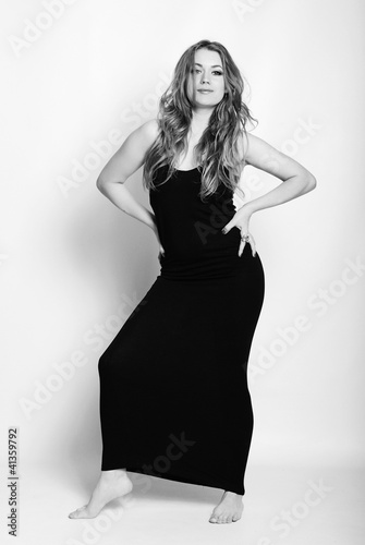 beautiful girl in black long long gown