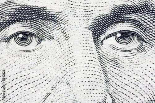Lincoln's Eyes Extreme Macro US Five Dollar Bill