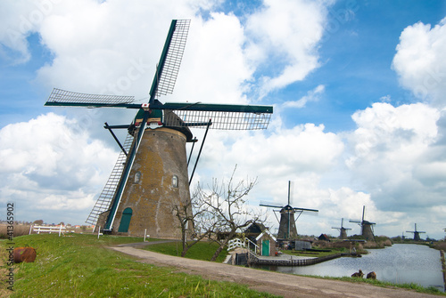 Ancient windmils near Kinderdijk, Netherlands 