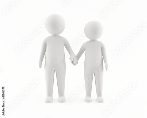 3D couple holding hands