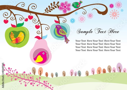 Vintage Design with whimsical bird